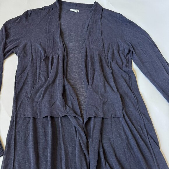 Crea Concept Womens 42 L Open Cardigan Sweater Linen Cotton Blue Duster Turkey - Picture 2 of 10